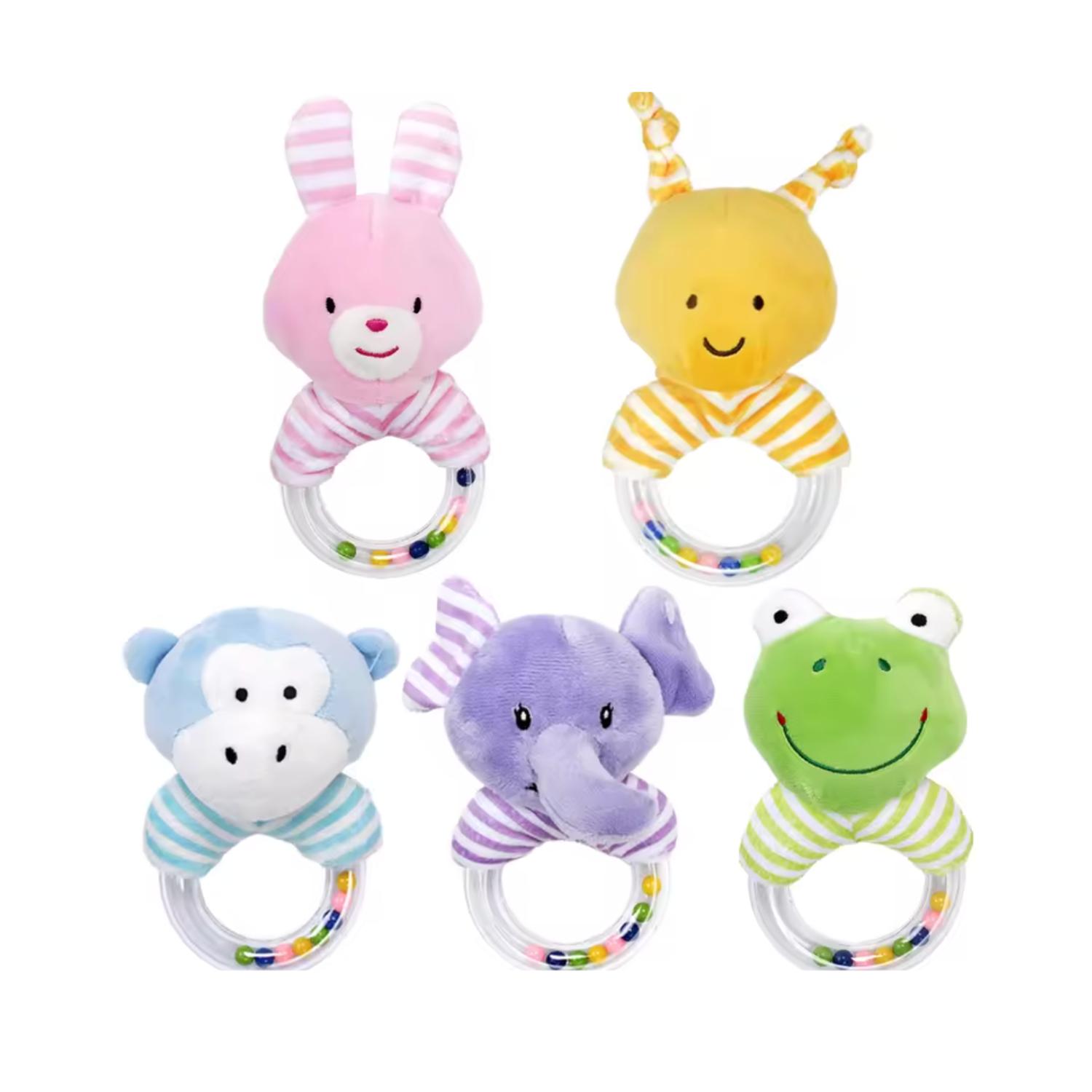 SET X 5 PELUCHES DE FELPA - SONAJEROS CASCABEL ANIMALITOS - 1
