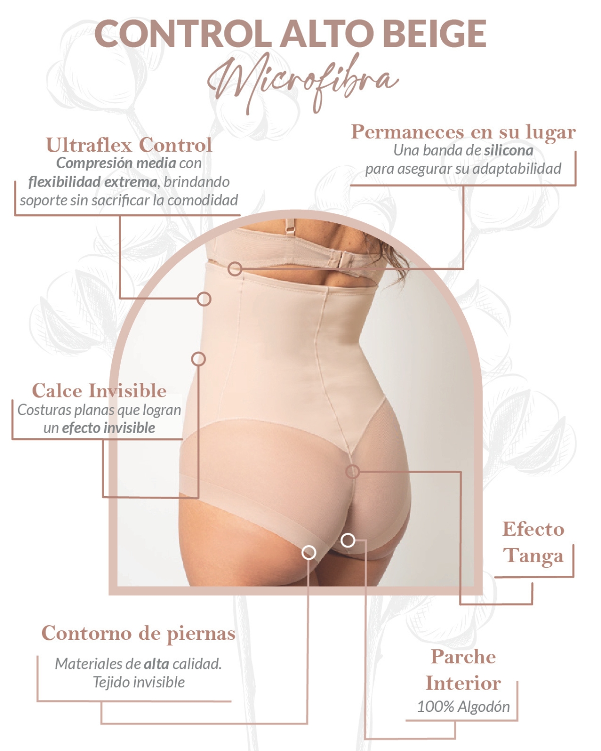 MODELADOR MICROFIBRA MUJER UNICA LINGERIE ULTRAFLEX CONTROL ALTO COMPRESIÓN FIRME SIN DEMARCACIÓN - 3