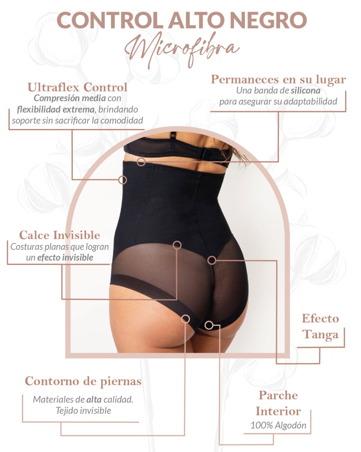 MODELADOR MICROFIBRA MUJER UNICA LINGERIE ULTRAFLEX CONTROL ALTO COMPRESIÓN FIRME SIN DEMARCACIÓN - 3