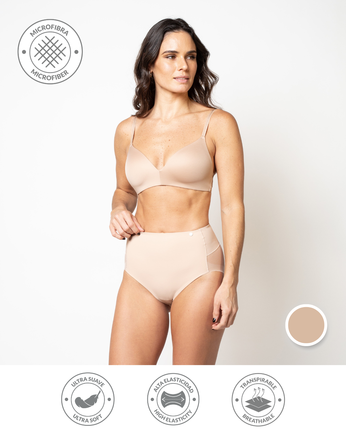 MODELADOR MICROFIBRA MUJER UNICA LINGERIE ULTRAFLEX CONTROL BAJO COMPRESIÓN MEDIA SIN DEMARCACIÓN - 1
