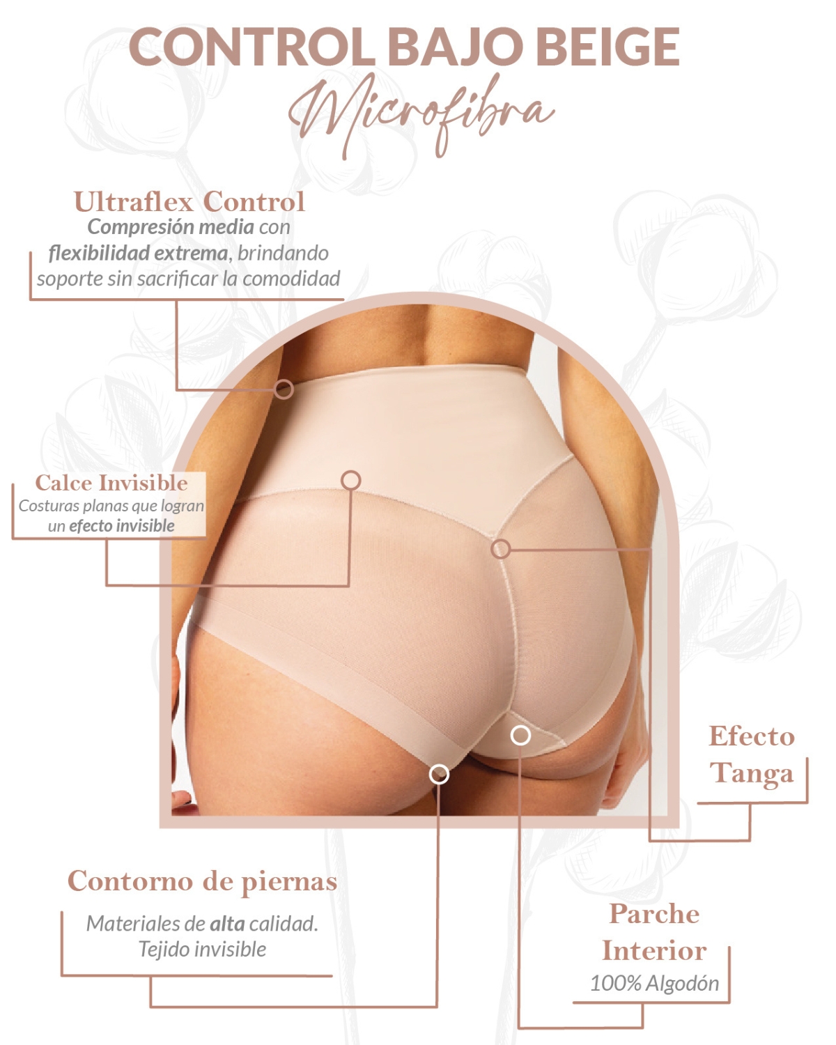 MODELADOR MICROFIBRA MUJER UNICA LINGERIE ULTRAFLEX CONTROL BAJO COMPRESIÓN MEDIA SIN DEMARCACIÓN - 3