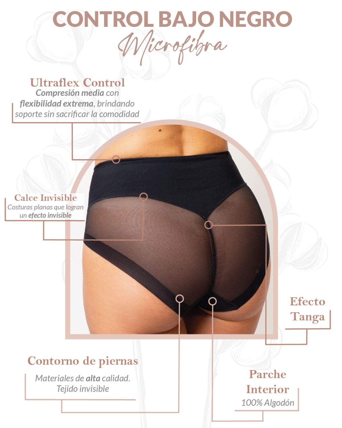 MODELADOR MICROFIBRA MUJER UNICA LINGERIE ULTRAFLEX CONTROL BAJO COMPRESIÓN MEDIA SIN DEMARCACIÓN - 3