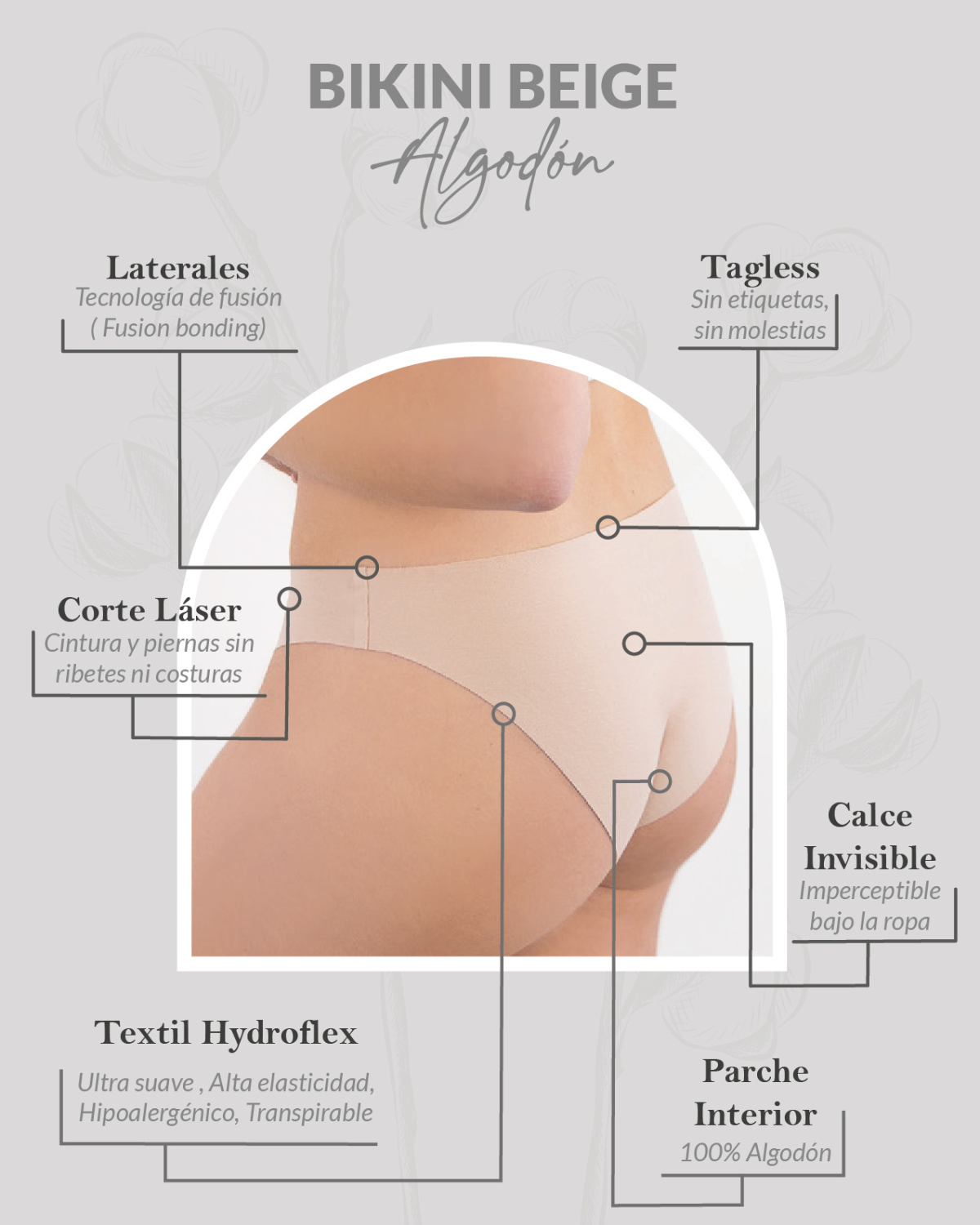 CALZÓN PACK 3 BIKINI EN HYDROFLEX ALGODÓN SIN DEMARCACIÓN SURTIDO - 3