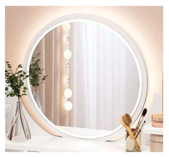 TOCADOR DE MADERA CON ESPEJO Y LUZ LED - MODERNA PEINADORA COLOR BLANCO - 2