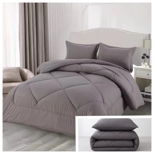 EDREDON NORDICO CON FUNDA DE ALMOHADA SUAVE Y LIGERO 1,5 PLAZA - COLOR GRIS - 1