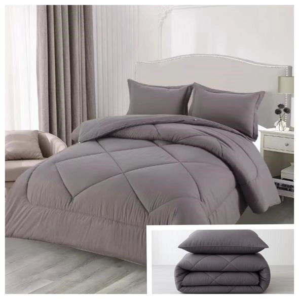 EDREDON NORDICO CON FUNDAS DE ALMOHADA SUAVE Y LIGERO KING - COLOR GRIS - 1