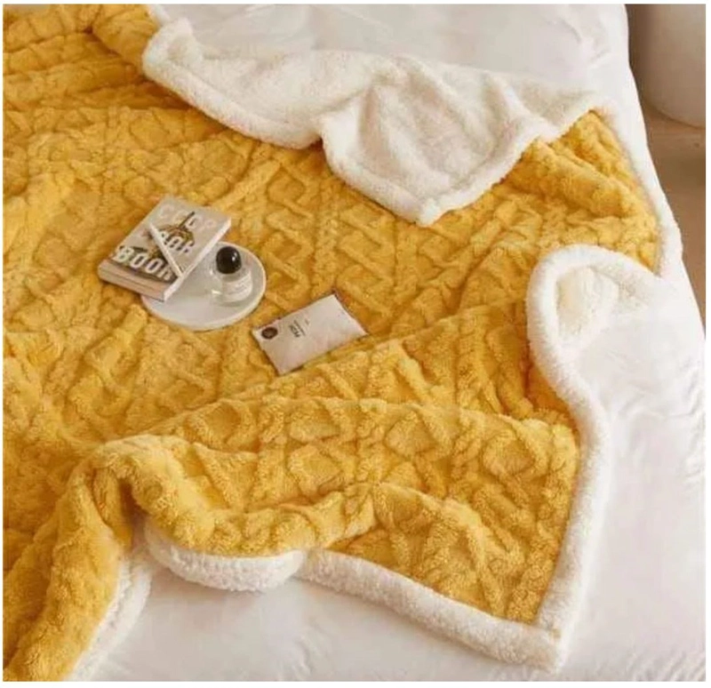 FRAZADA SHERPA POLAR - MANTA TERMICA CON CHIPORRO 2 PLAZAS AMARILLO - 1