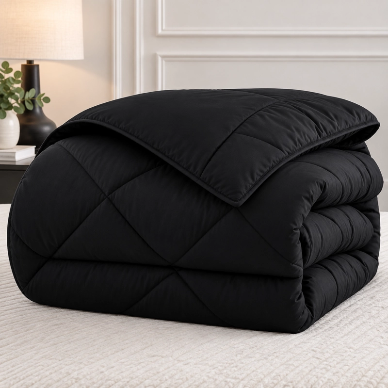 EDREDON NORDICO CON FUNDAS DE ALMOHADA SUAVE Y LIGERO KING - COLOR NEGRO - 3
