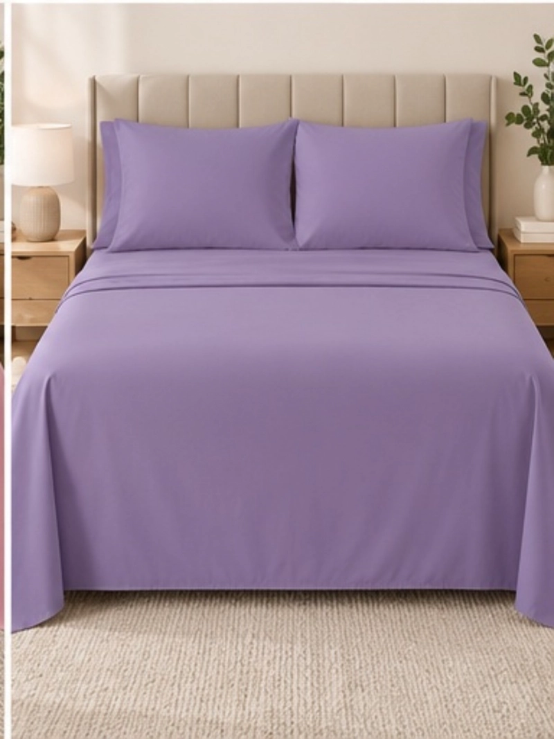 JUEGO DE SABANAS 2 PLAZAS MICROFIBRA 200 HILOS MORADO - 2