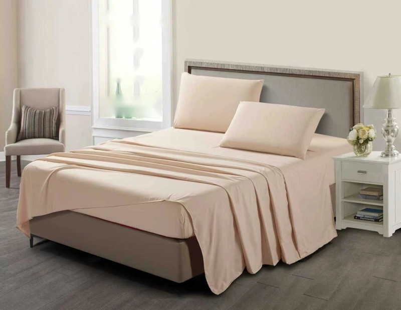 JUEGO DE SABANAS 2 PLAZAS MICROFIBRA 200 HILOS BEIGE - 2