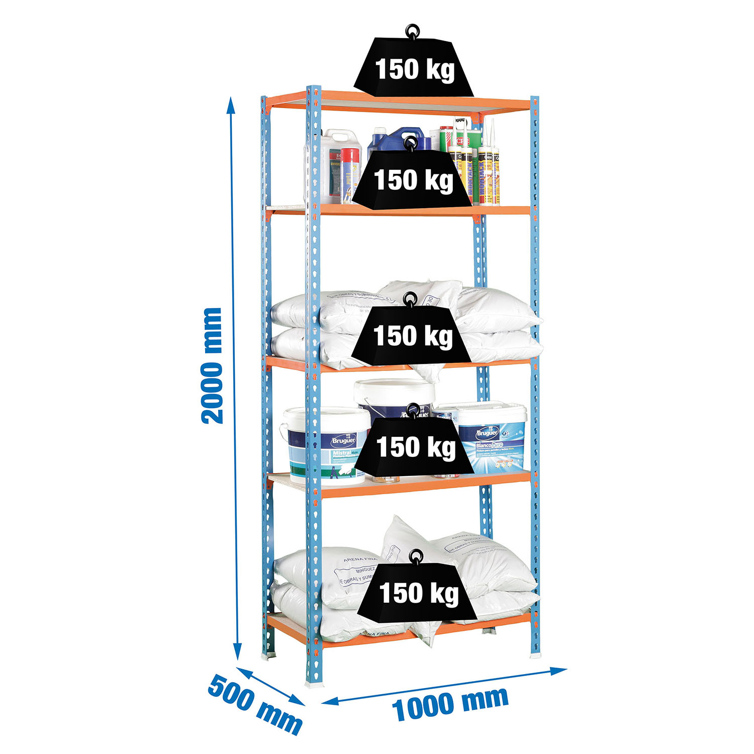 ESTANTERIA MADERCLICK PLUS 5/500 AZUL/NARANJA/MADERA - 2