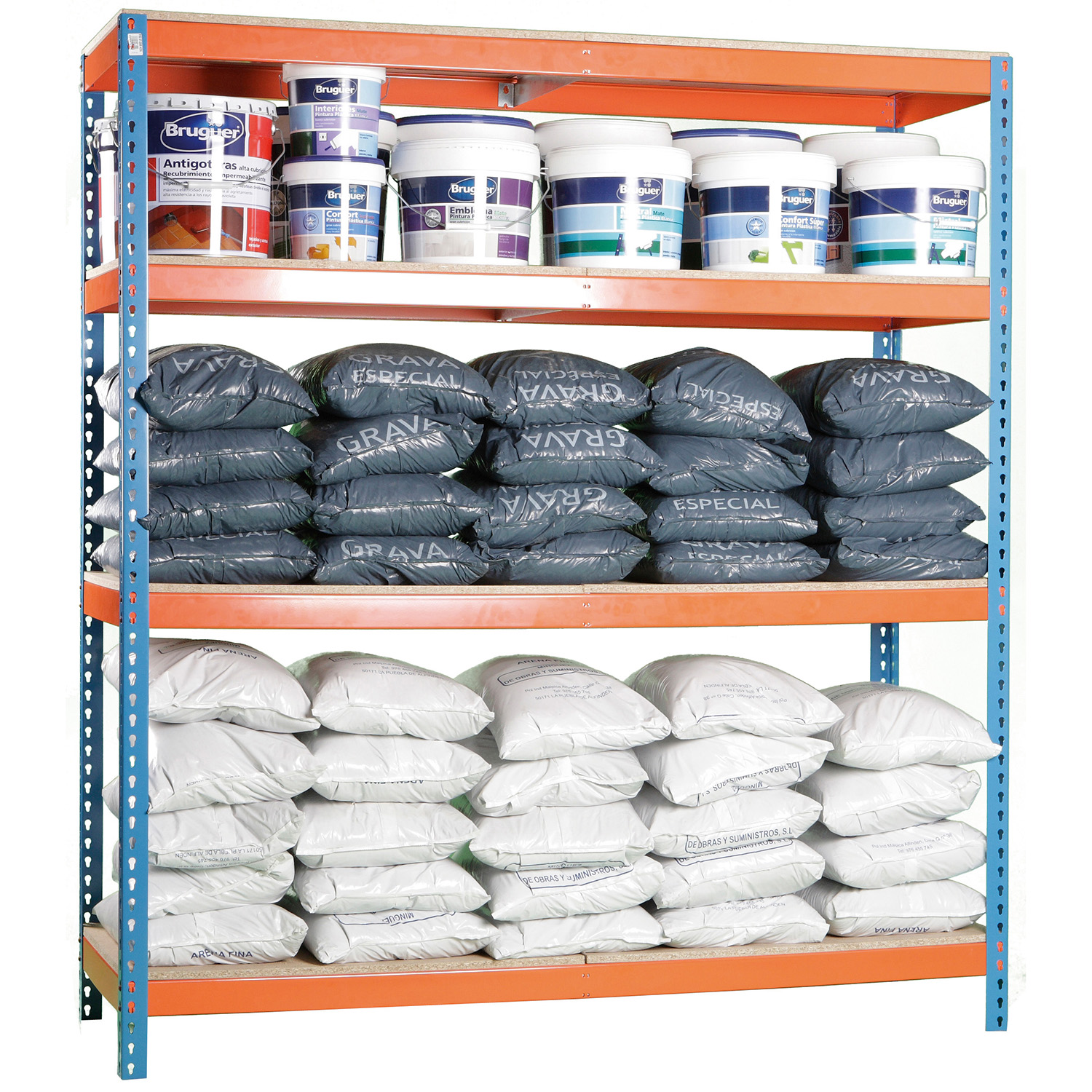 ESTANTERÍA ECOFORTE 1506-4 CHIPBOARD AZUL/NARANJA - 3