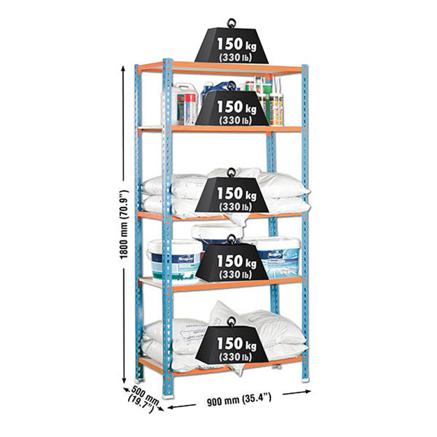 ESTANTERIA MADERCLICK 5/500 AZUL/NARANJA/MADERA - 2