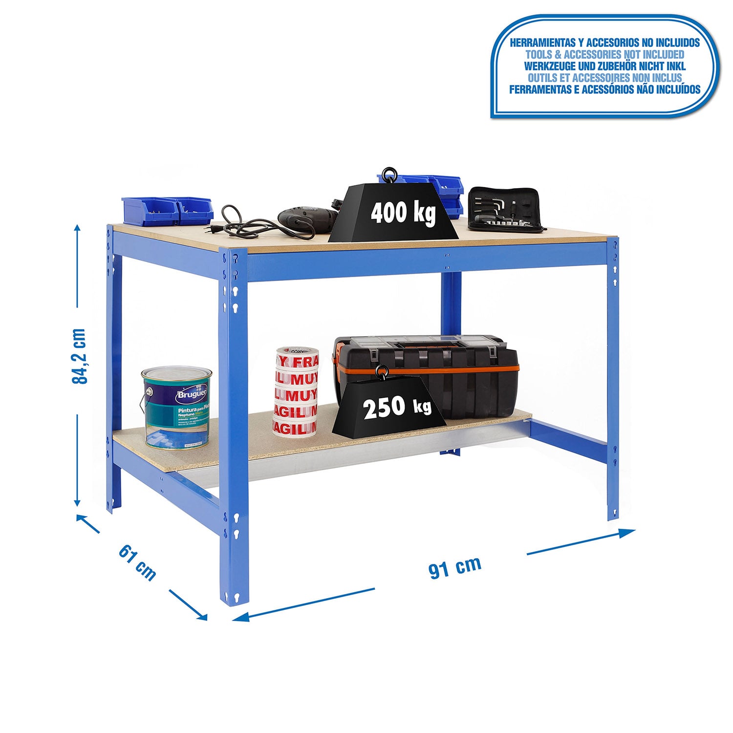 BANCO SIMONWORK BT0 900X600 AZUL/MADERA - 2