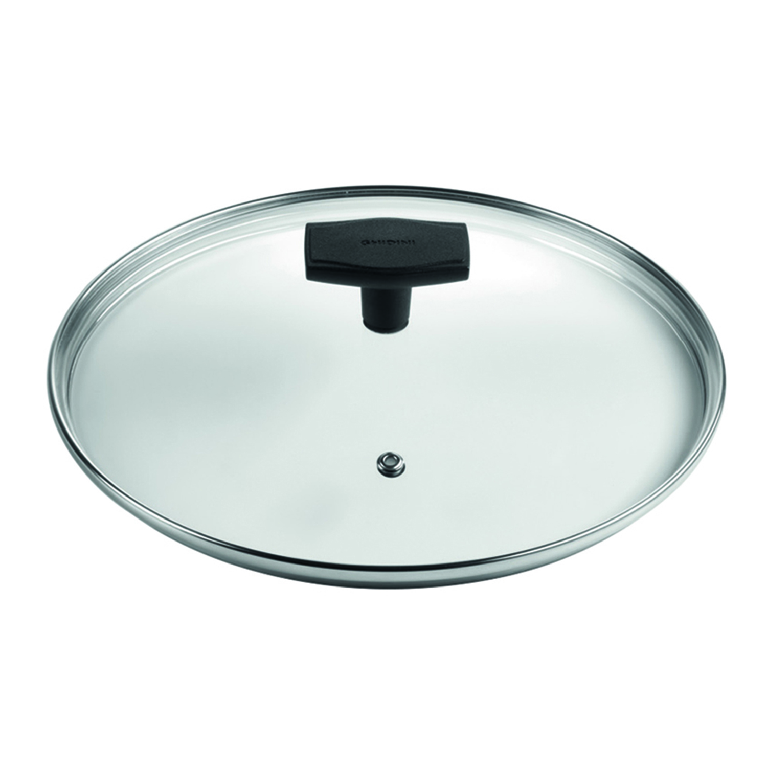 TAPA VIDRIO TEMPLADO BORDE ACERO INOX C/AGUJERO DE VAPOR 20CM
