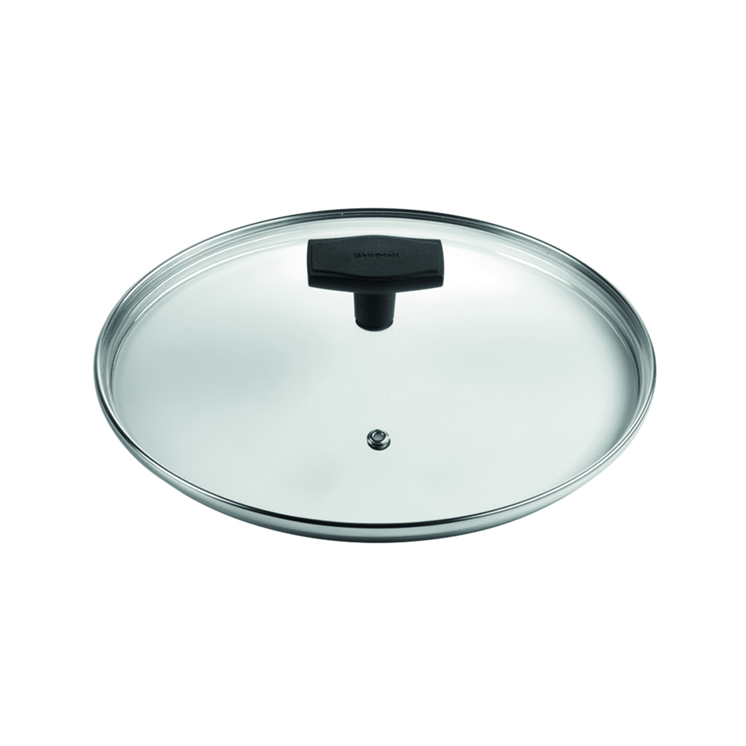 TAPA VIDRIO TEMPLADO BORDE ACERO INOX C/AGUJERO DE VAPOR 28CM - 1