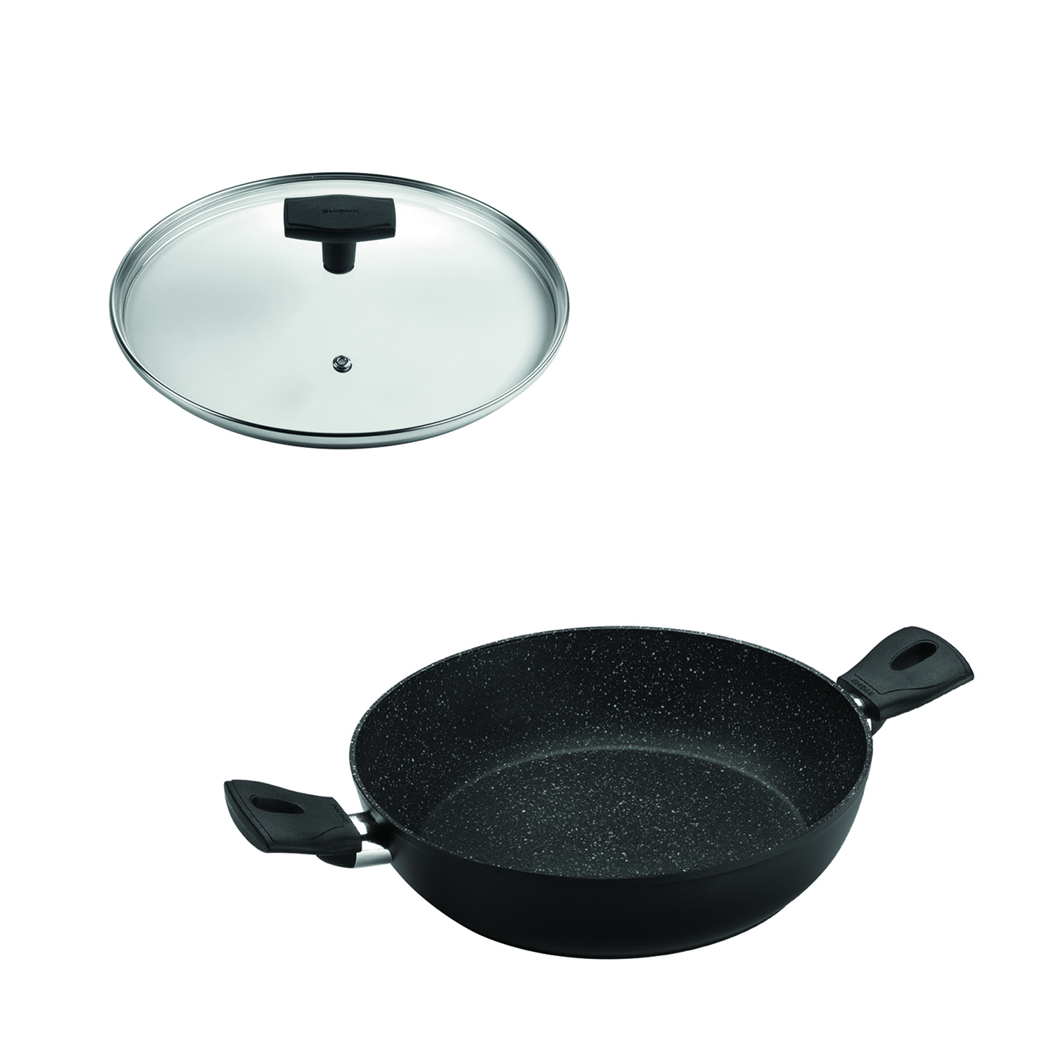 SET WOK 2 ASAS 28CM  ANTIADHERENTE CON TAPA DAILY - 1