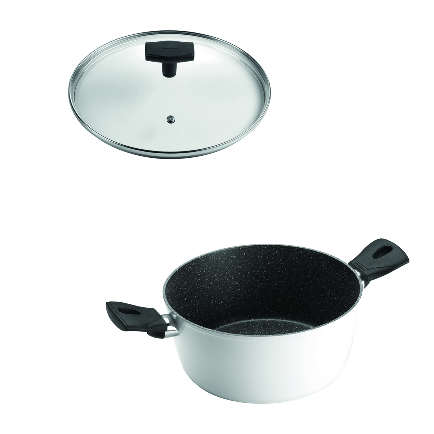 SET OLLA 2 ASAS 28CM ANTIADHERENTE  BLANCO CON TAPA DAILY - 1