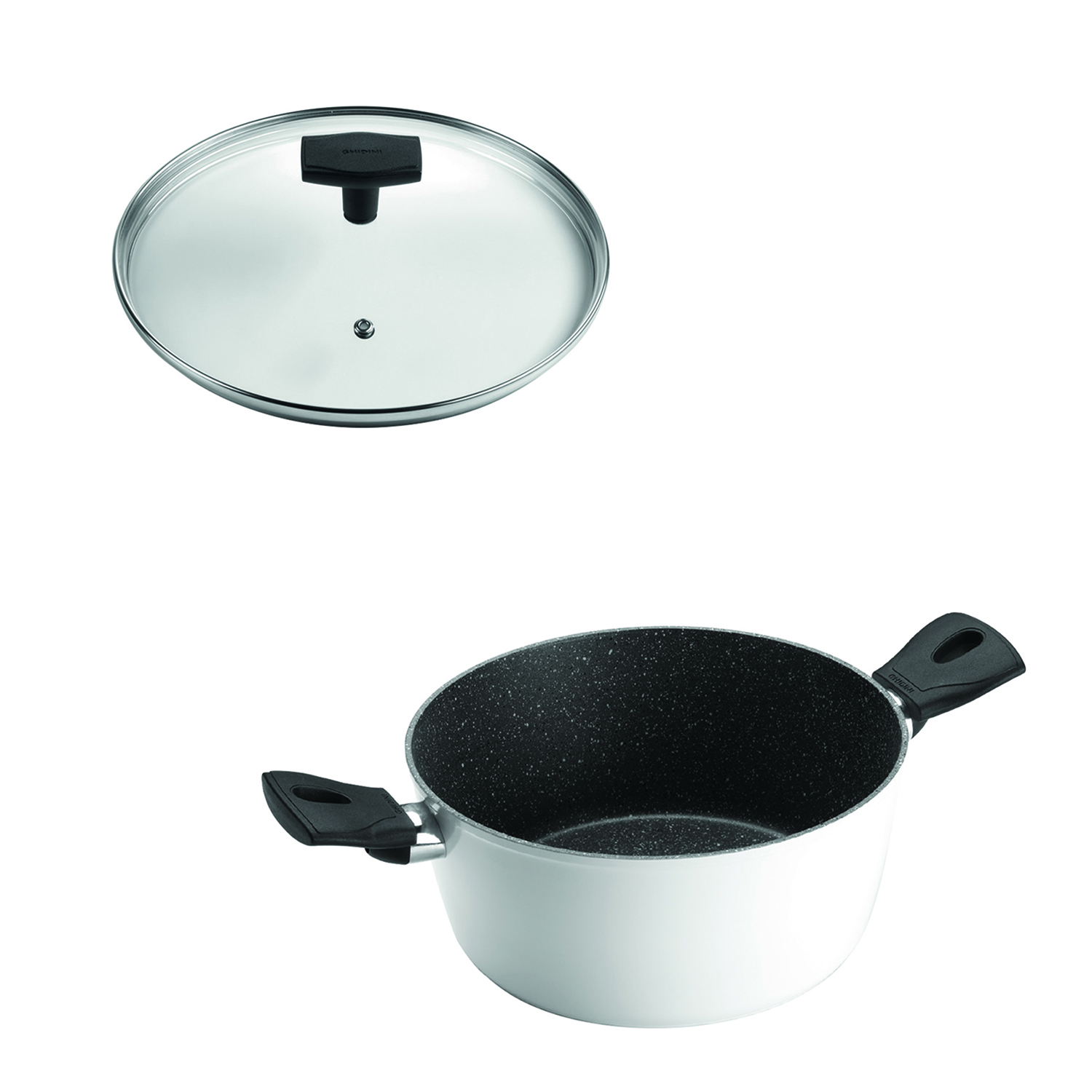 SET OLLA 2 ASAS 24CM ANTIADHERENTE BLANCO CON TAPA DAILY - 1
