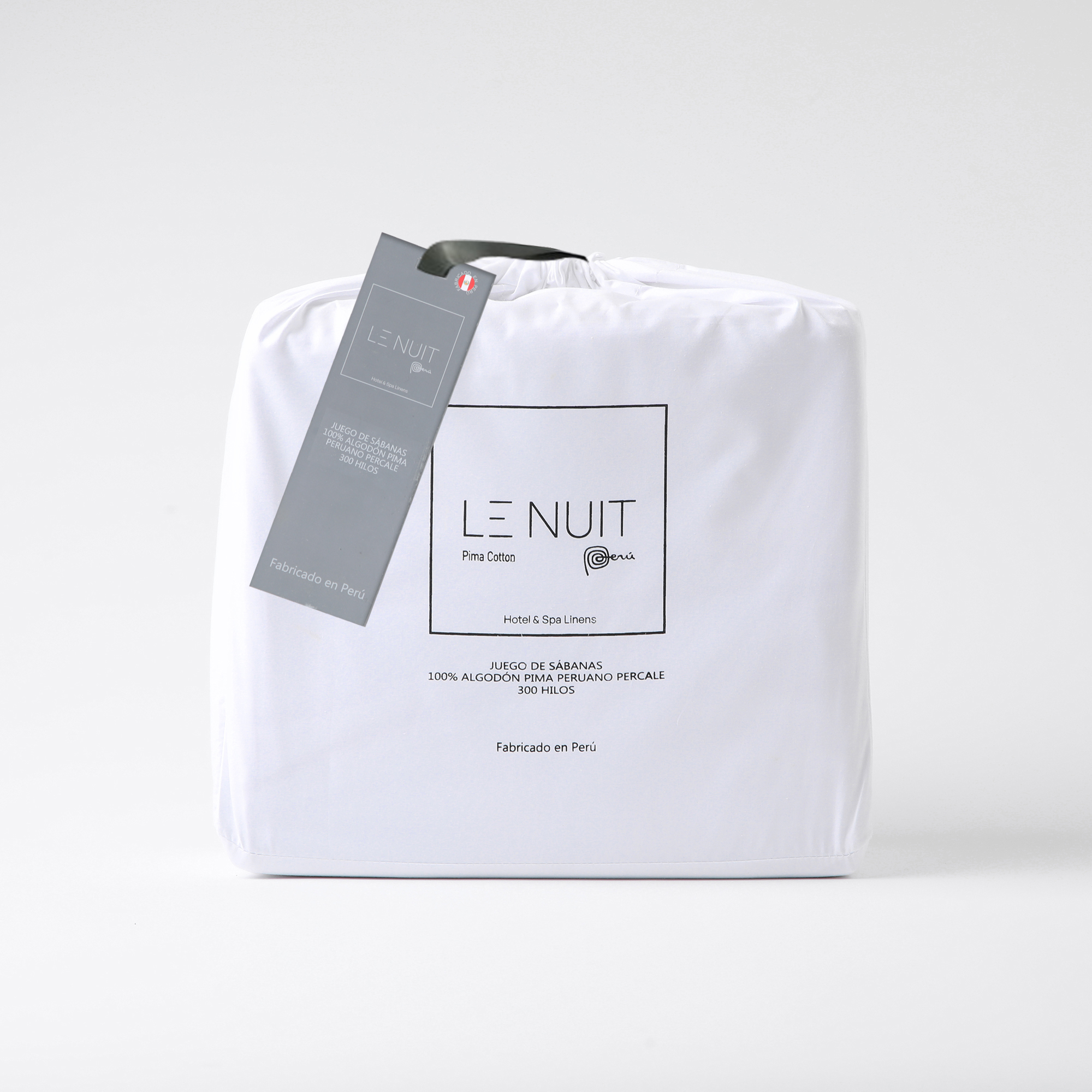SET SÁBANAS LE NUIT PERCALE KING 300 HILOS ALGODÓN PIMA PERUANO BLANCO LISO - 1