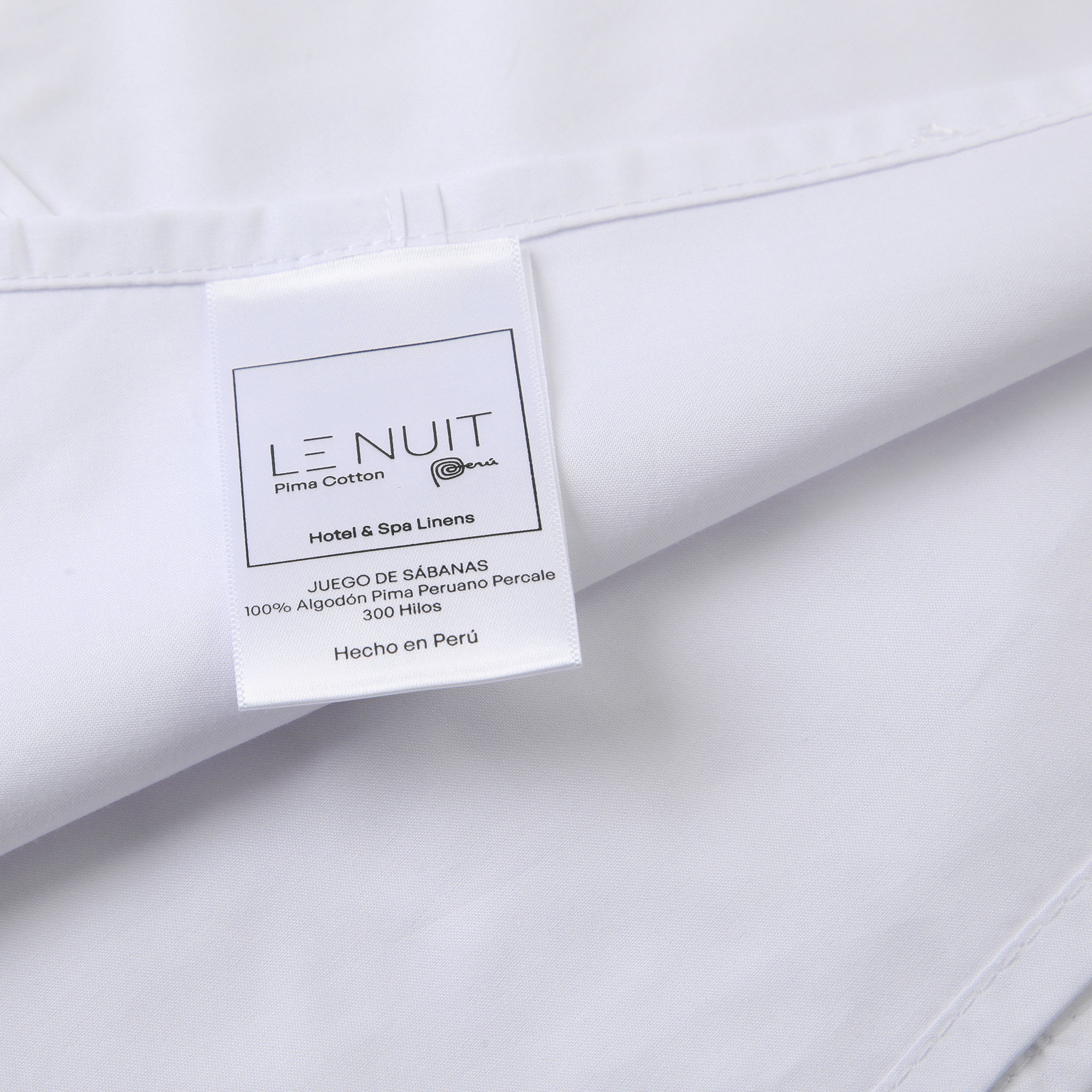 SET SÁBANAS LE NUIT PERCALE KING 300 HILOS ALGODÓN PIMA PERUANO BLANCO LISO - 2