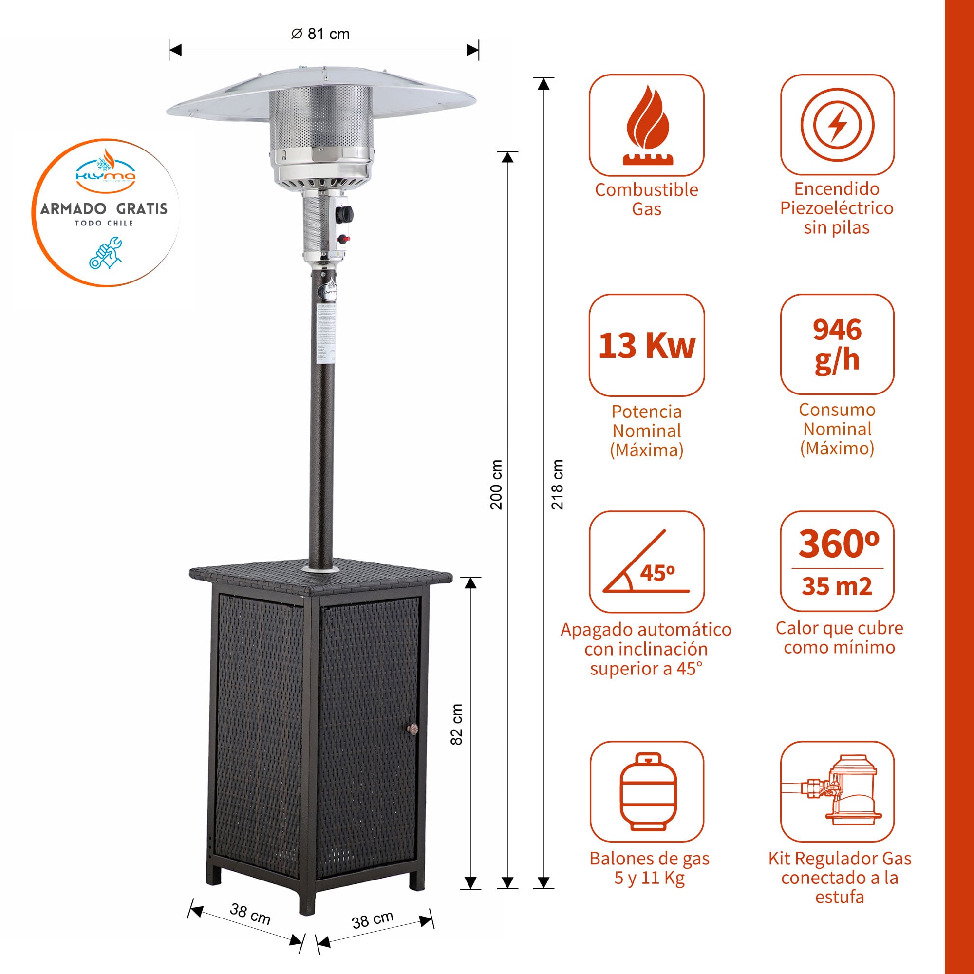 ESTUFA A GAS EXTERIOR TERRAZA SETAX RATTAN - 3