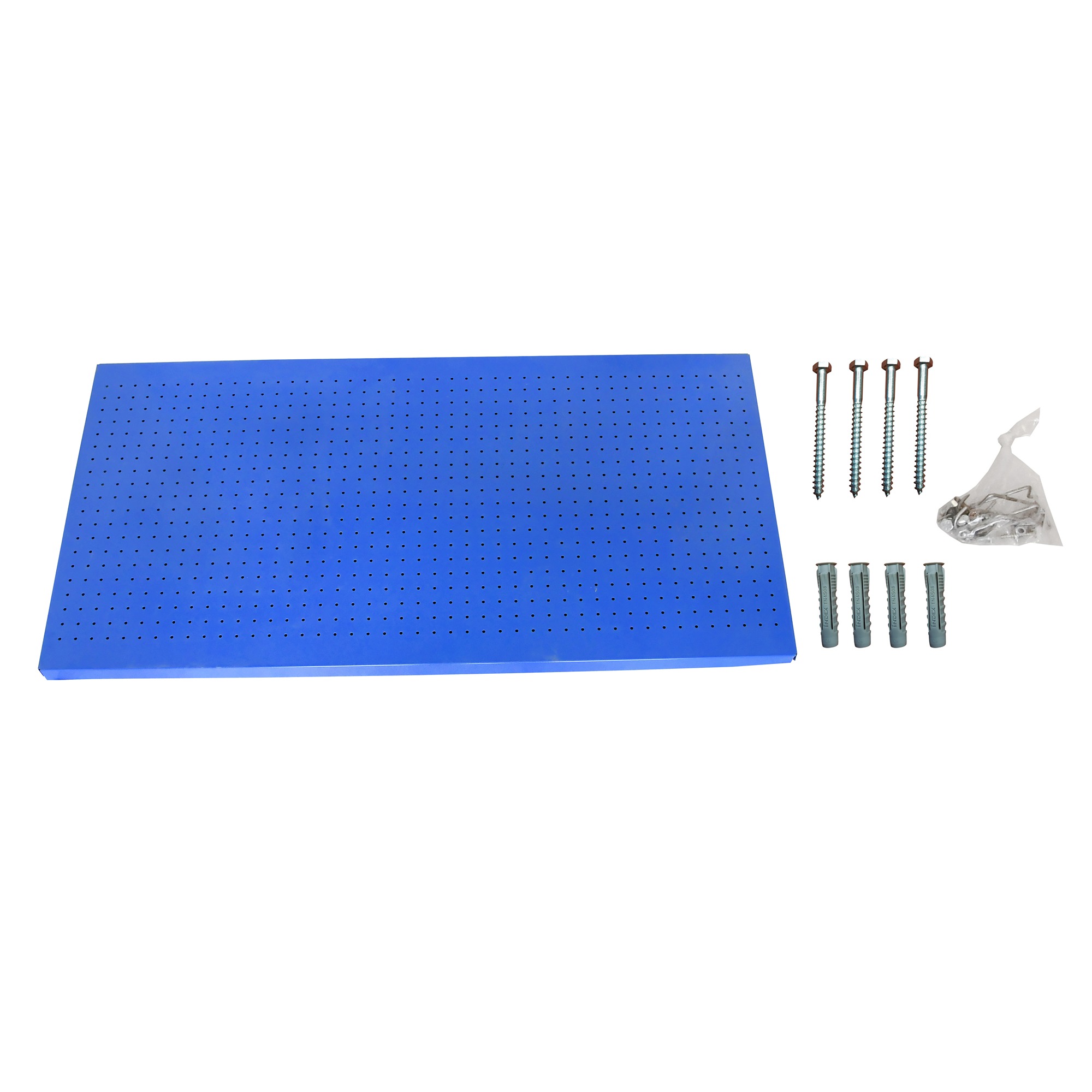 PANEL PERFORADO PANELCLIK 1200X600 AZUL + 8 GANCHOS - 1