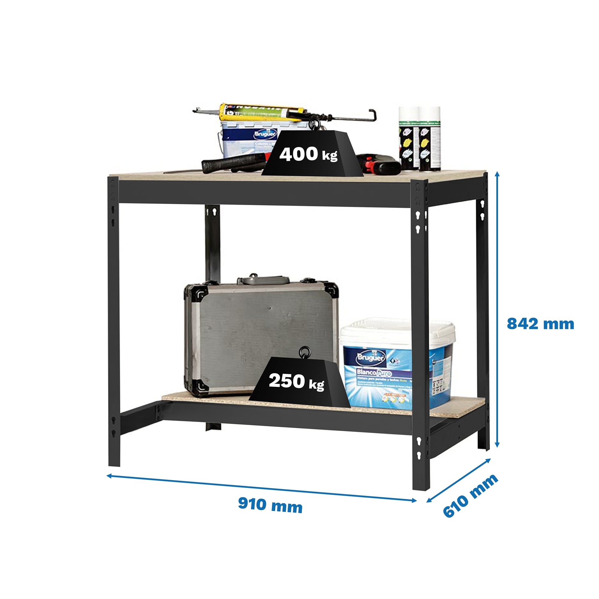 BANCO DE TRABAJO SIMONWORK BT0 900X600 ANTRACITA / MADERA - 2