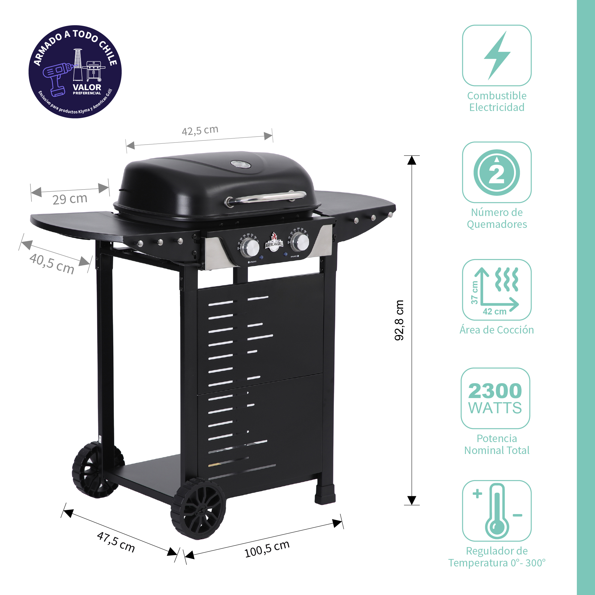 PARRILLA ELECTRICA 2 TUBOS CALEFACTORES MANHATTAN BLACK - 2