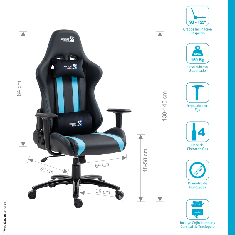 SIILA GAMER FURIOUS NEGRO /AZUL - 2