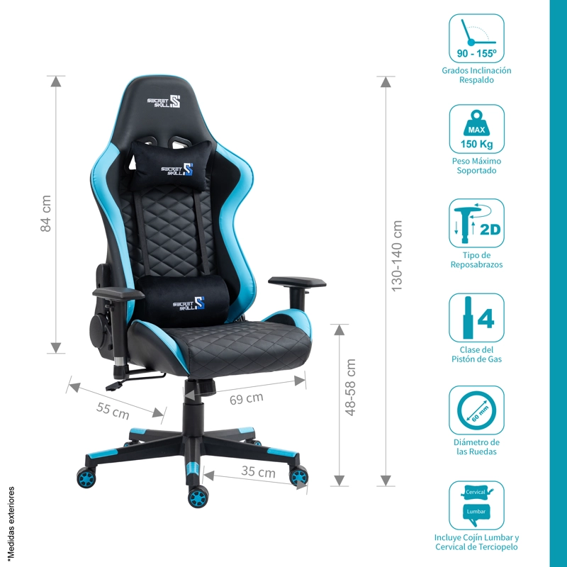 SILLA GAMER SHOTTER NEGRO /AZUL - 3