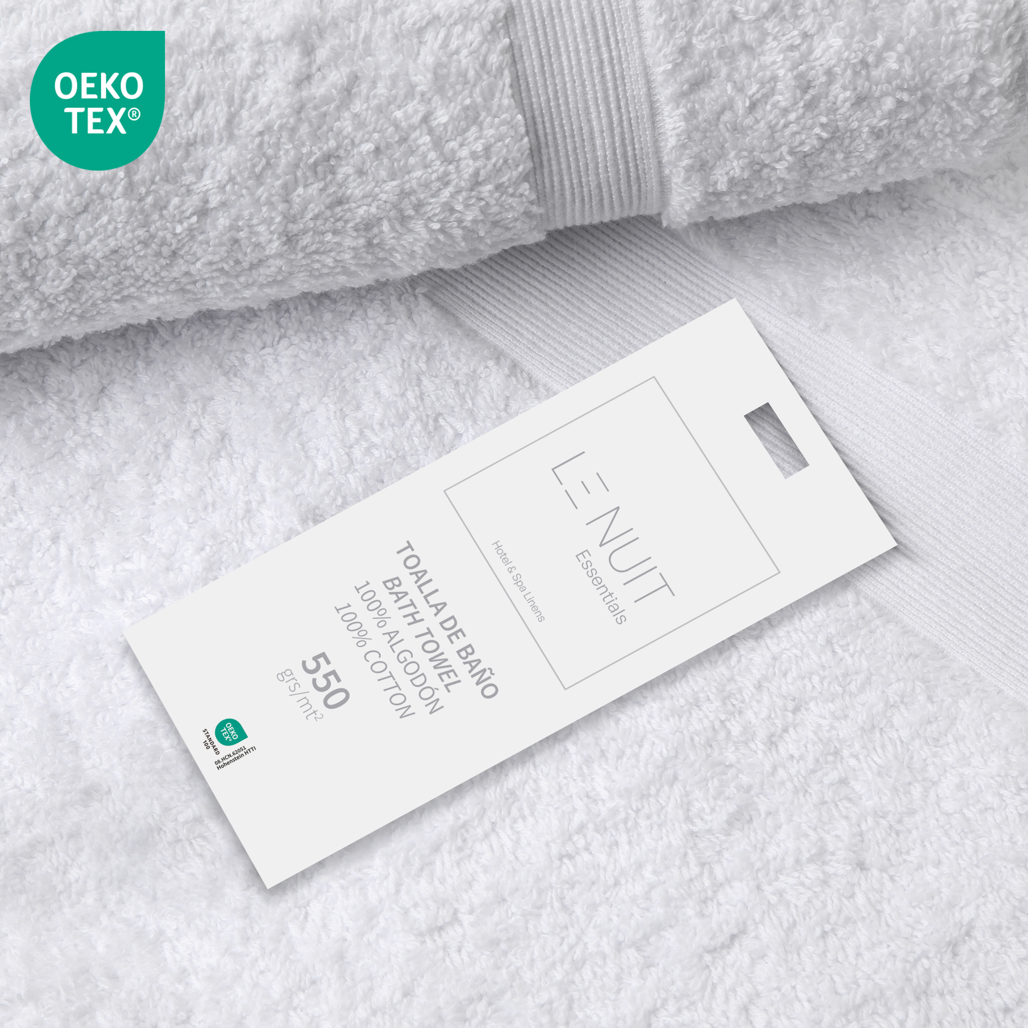 TOALLA DE BAÑO 550 GRS/MT2 ALGODÓN ESSENTIALS BLANCA - 2