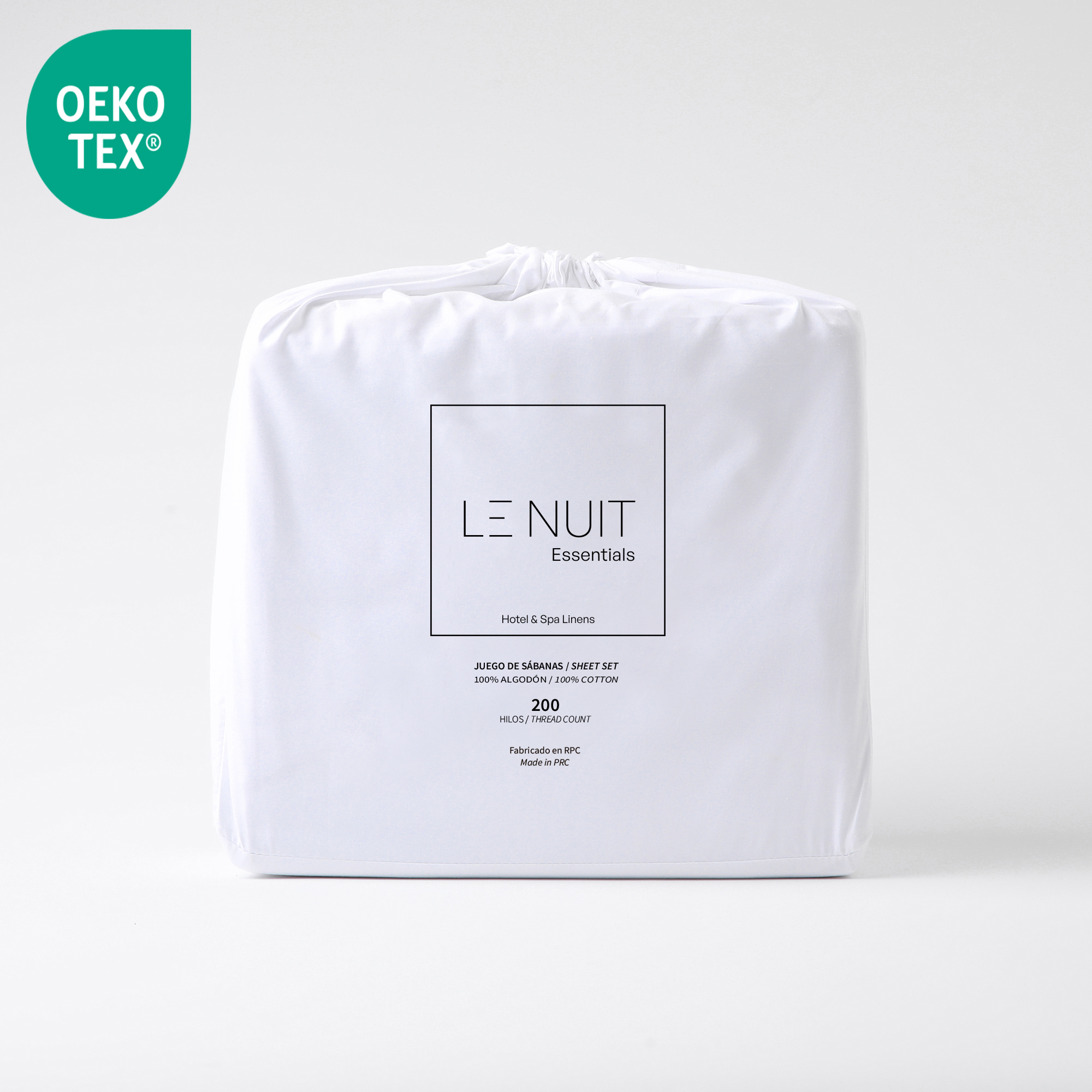 SET SÁBANAS LE NUIT ESSENTIALS KING 200 HILOS ALGODÓN BLANCO LISO - 4
