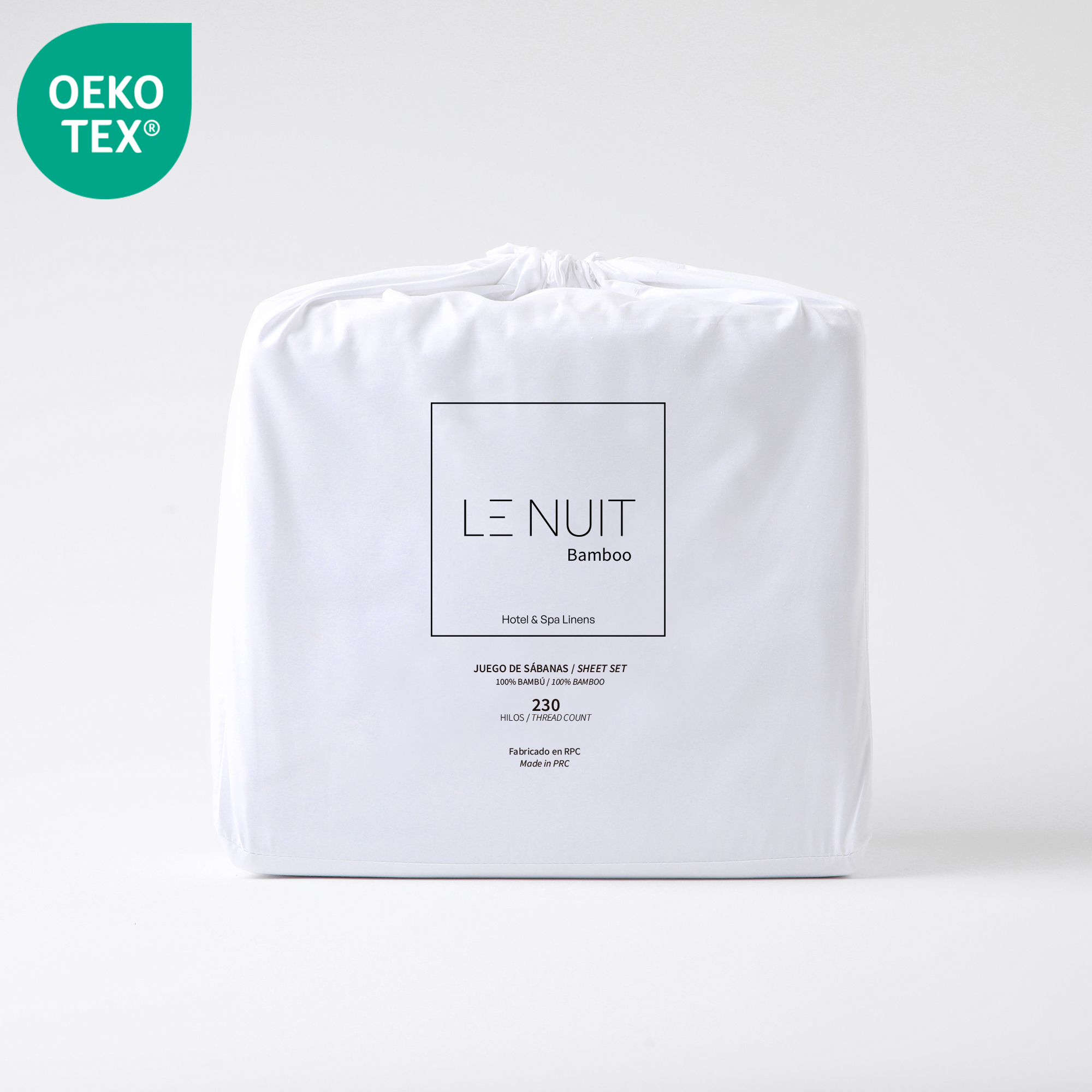 SET SÁBANAS LE NUIT ESSENTIALS KING 230 HILOS BAMBÚ BLANCO LISO - 4