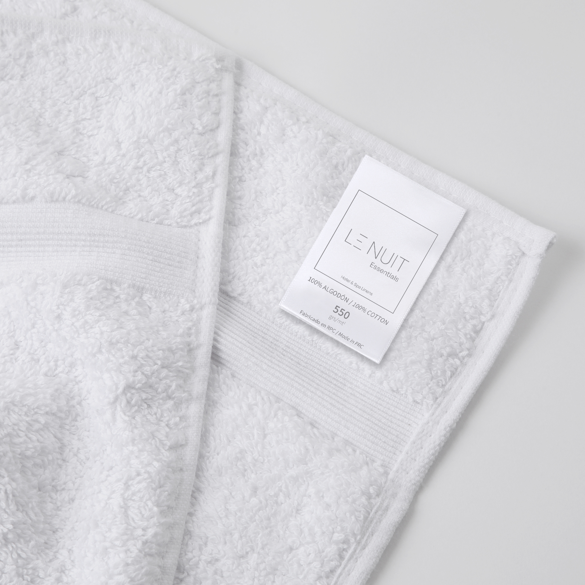 TOALLA DE CARA 550 GRS/MT2 ALGODÓN ESSENTIALS BLANCA - 1