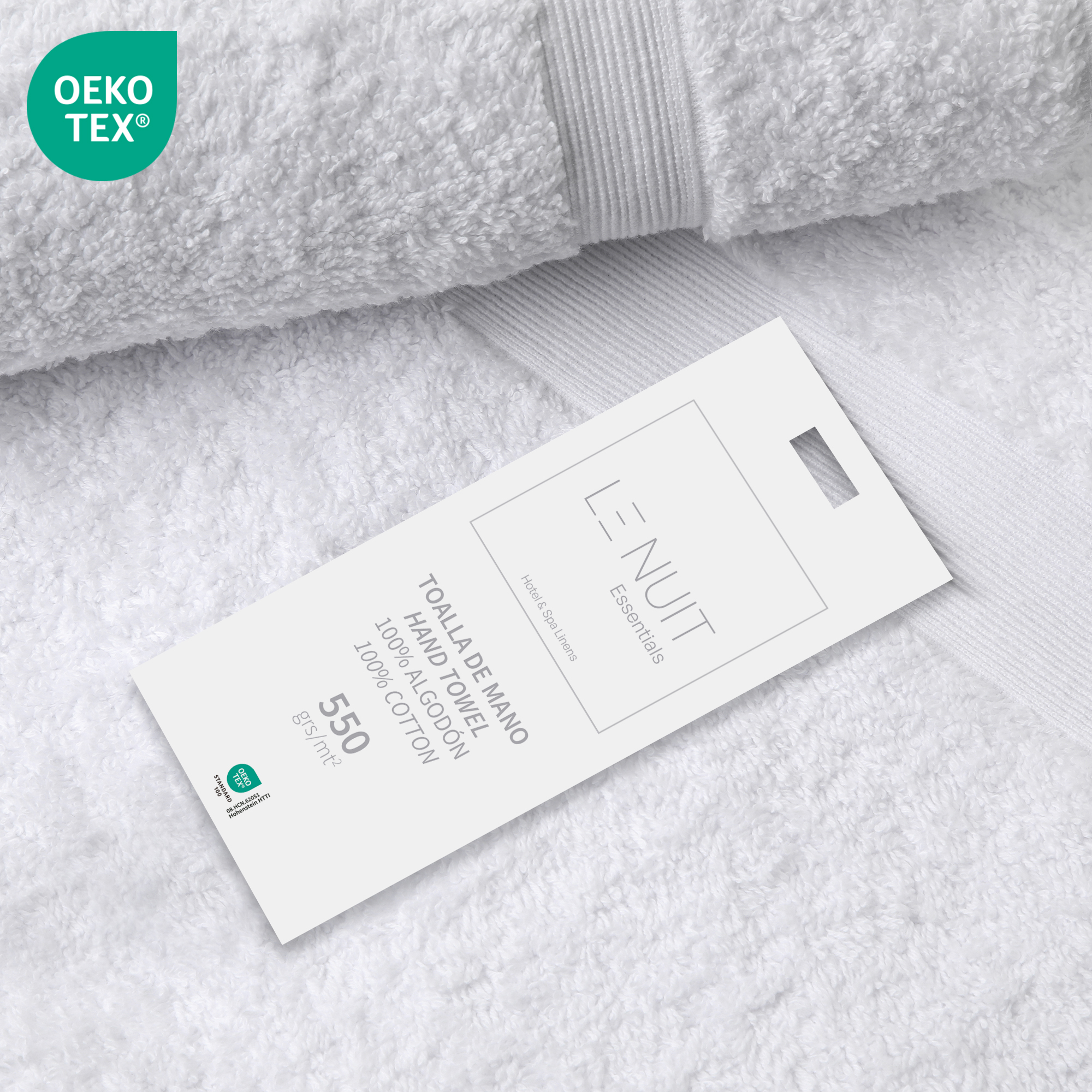 TOALLA DE CARA 550 GRS/MT2 ALGODÓN ESSENTIALS BLANCA - 2