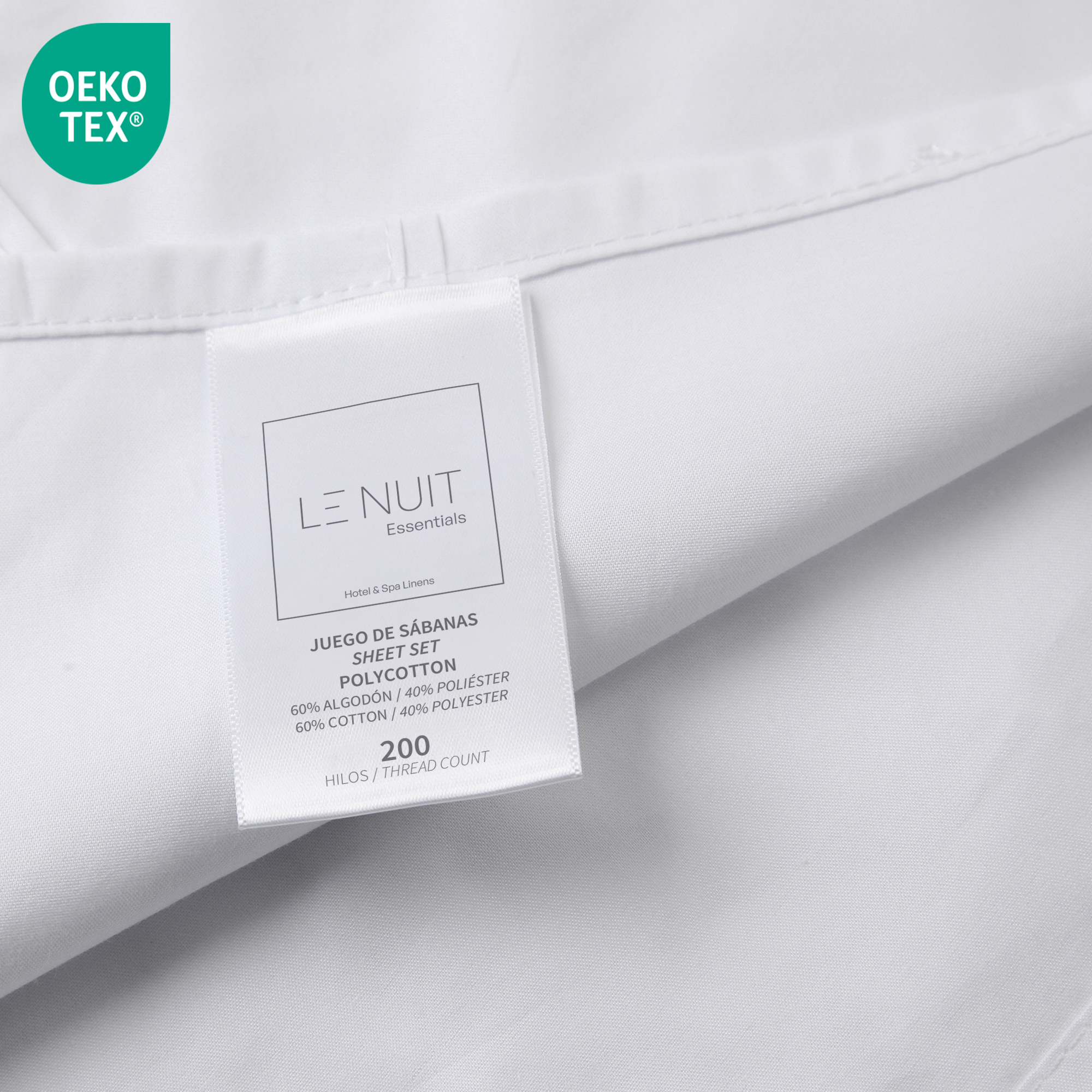 SET SÁBANAS LE NUIT ESSENTIALS KING 200 HILOS BLANCO LISO - 3