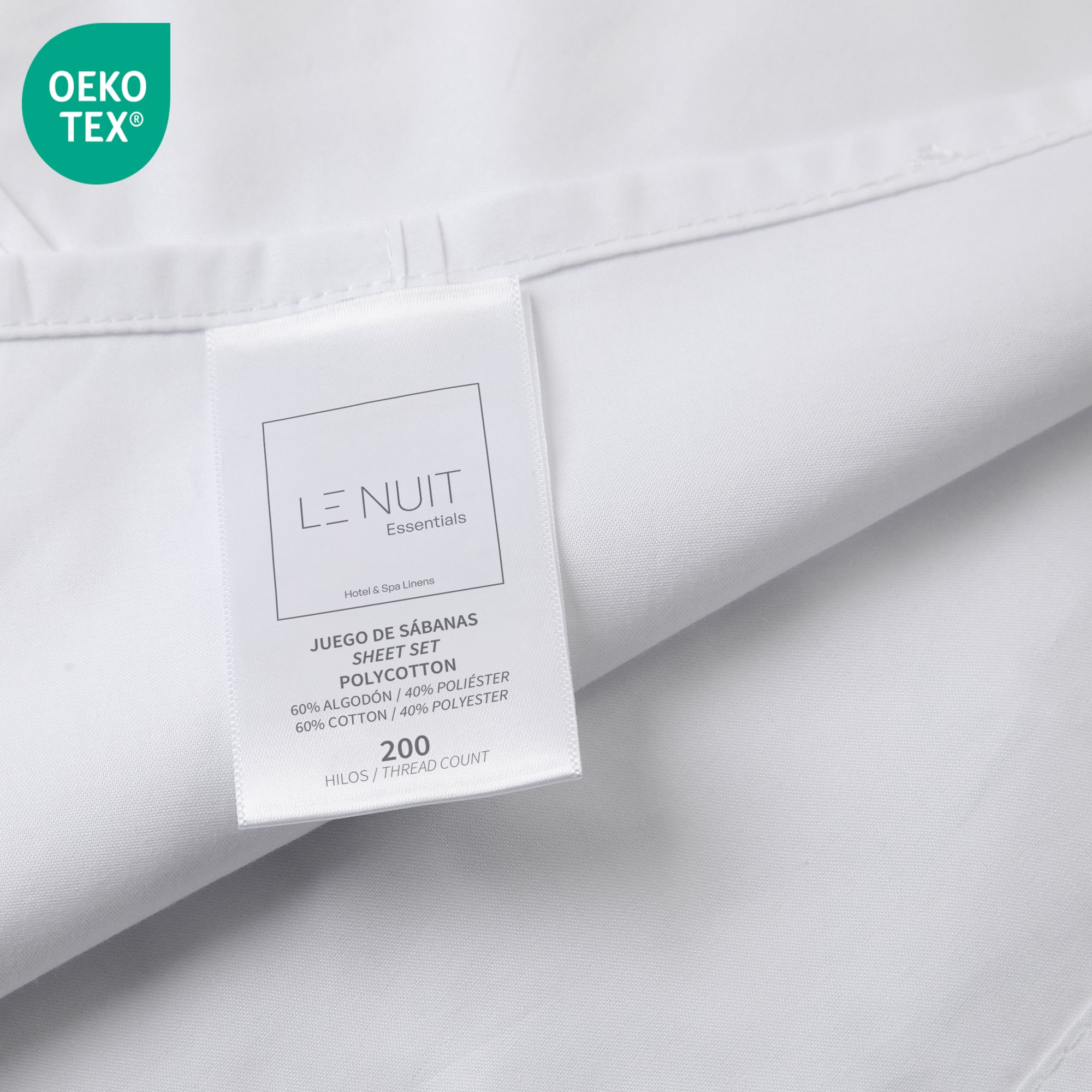 SET SÁBANAS LE NUIT ESSENTIALS 1 PLAZA 200 HILOS BLANCO LISO - 3