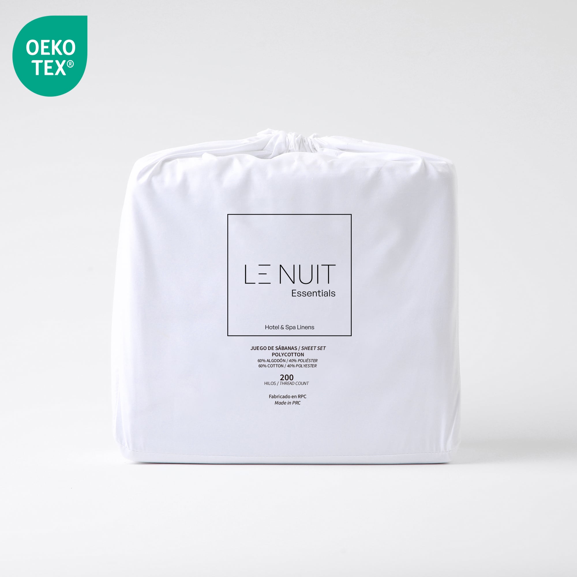 SET SÁBANAS LE NUIT ESSENTIALS 1 PLAZA 200 HILOS BLANCO LISO - 4