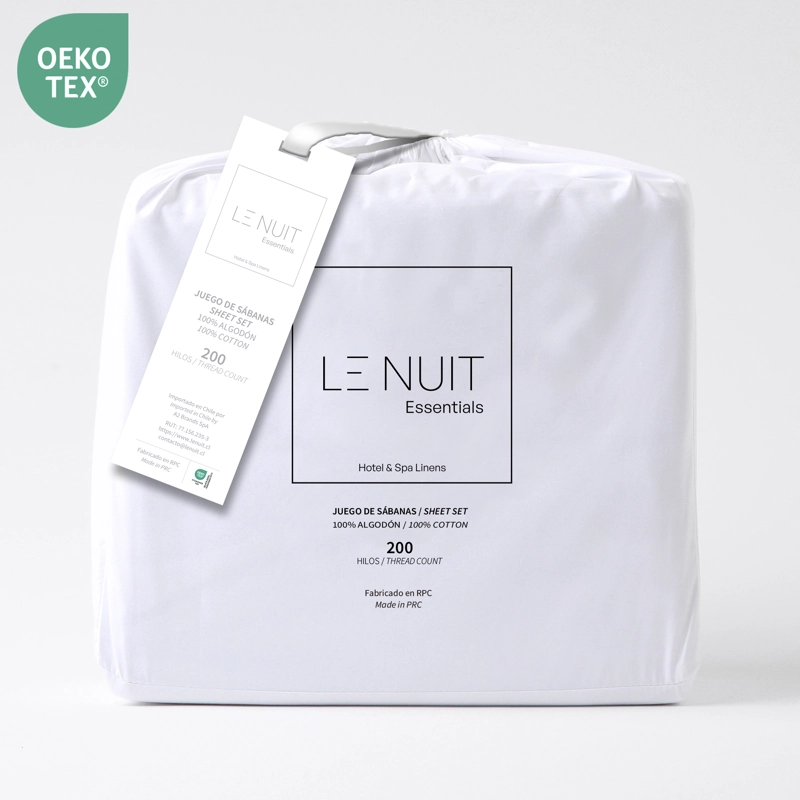 SET SÁBANAS LE NUIT ESSENTIALS 1 PLAZA 200 HILOS ALGODÓN BLANCO LISO - 2