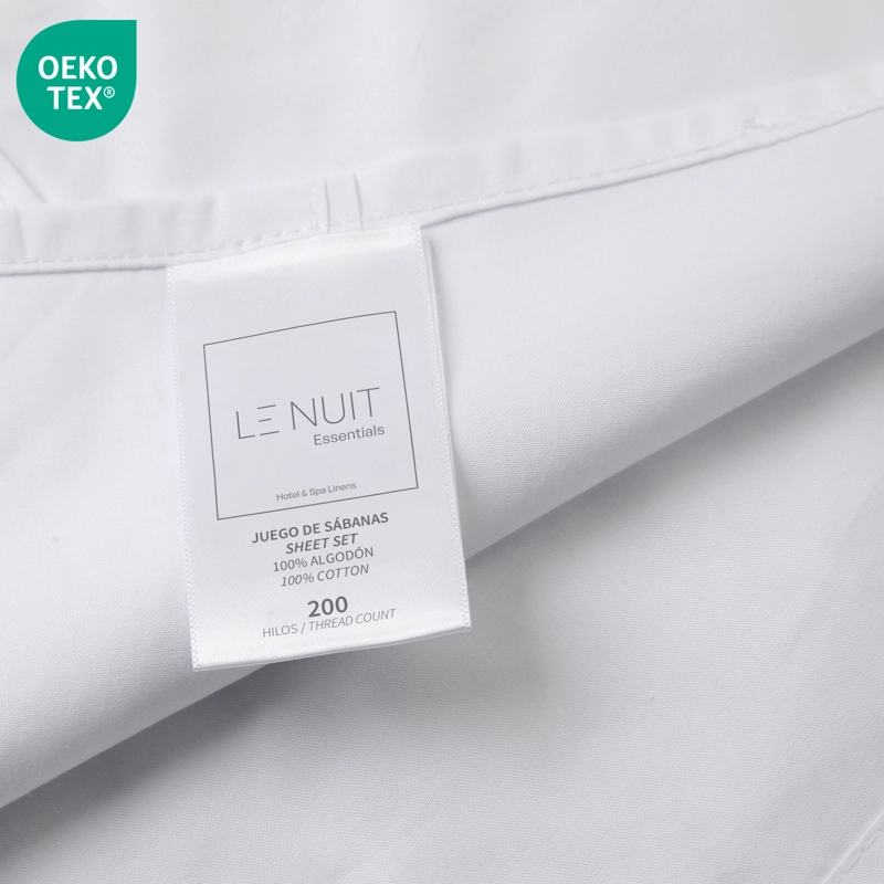 SET SÁBANAS LE NUIT ESSENTIALS 1 PLAZA 200 HILOS ALGODÓN BLANCO LISO - 3