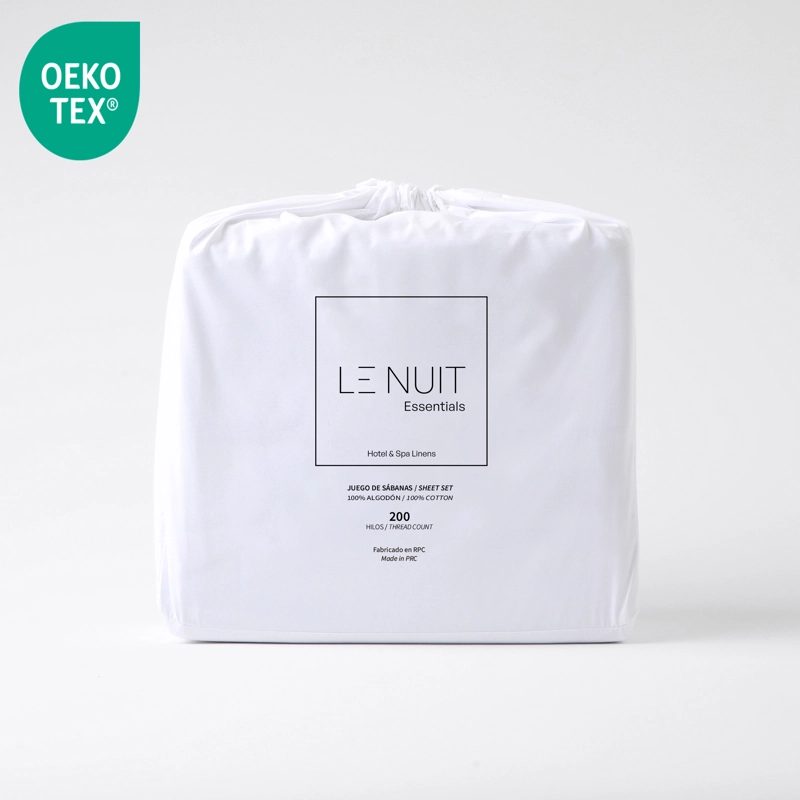 SET SÁBANAS LE NUIT ESSENTIALS 1 PLAZA 200 HILOS ALGODÓN BLANCO LISO - 4