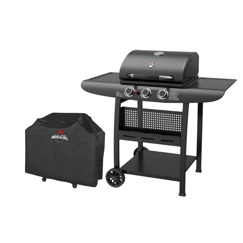SET PARRILLA A GAS 3 QUEMADORES KANSAS BLACK + FUNDA M - 1