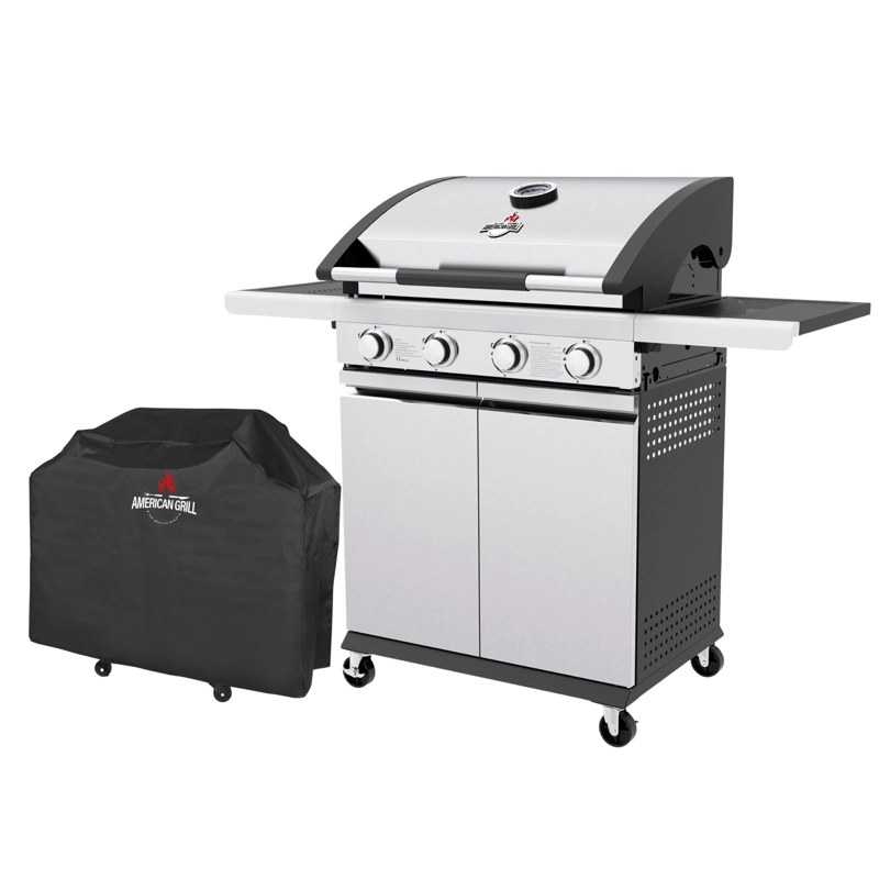SET PARRILLA A GAS 4 QUEMADORES NEW YORK INOX + FUNDA L - 1