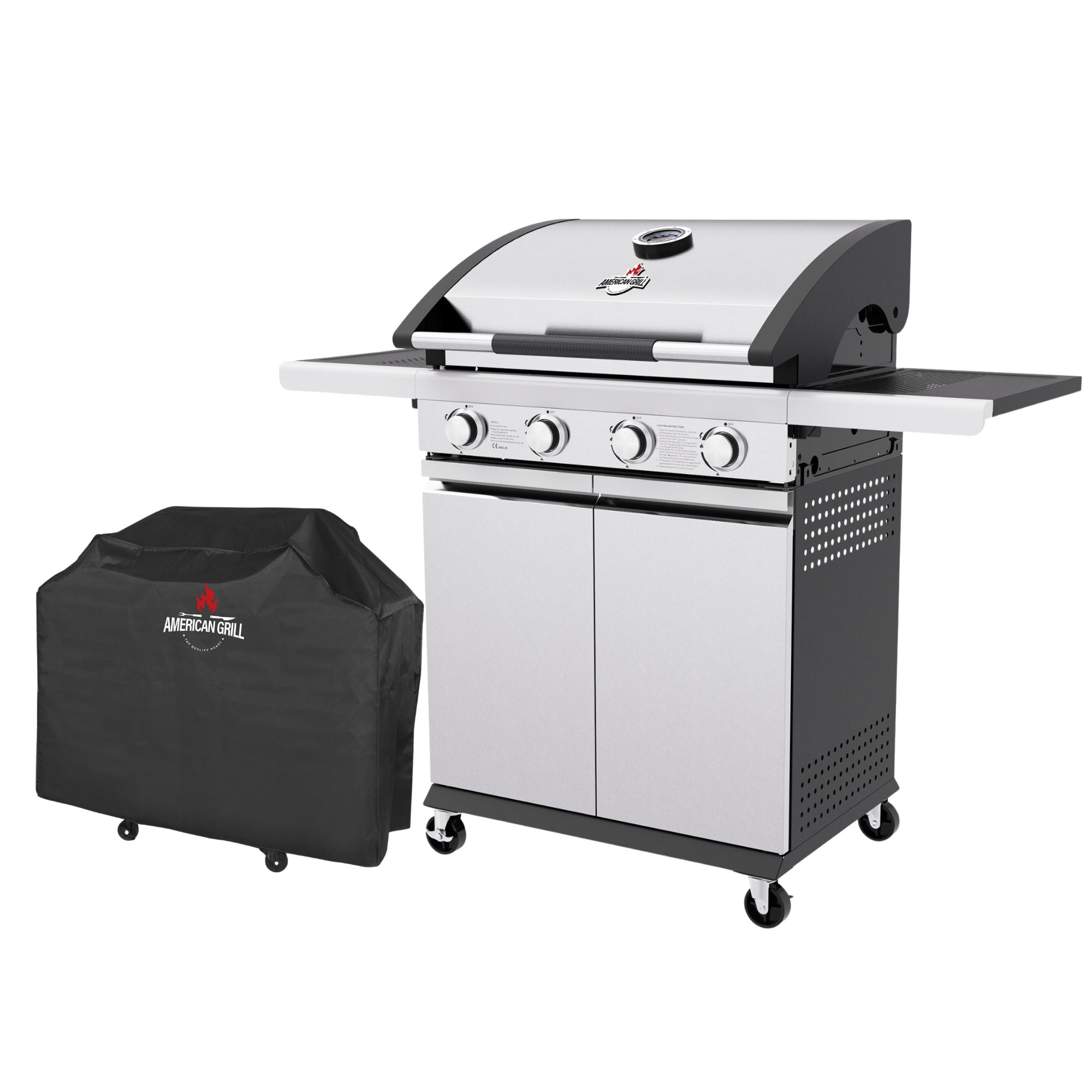 SET PARRILLA A GAS 4 QUEMADORES NEW YORK INOX + FUNDA - 1