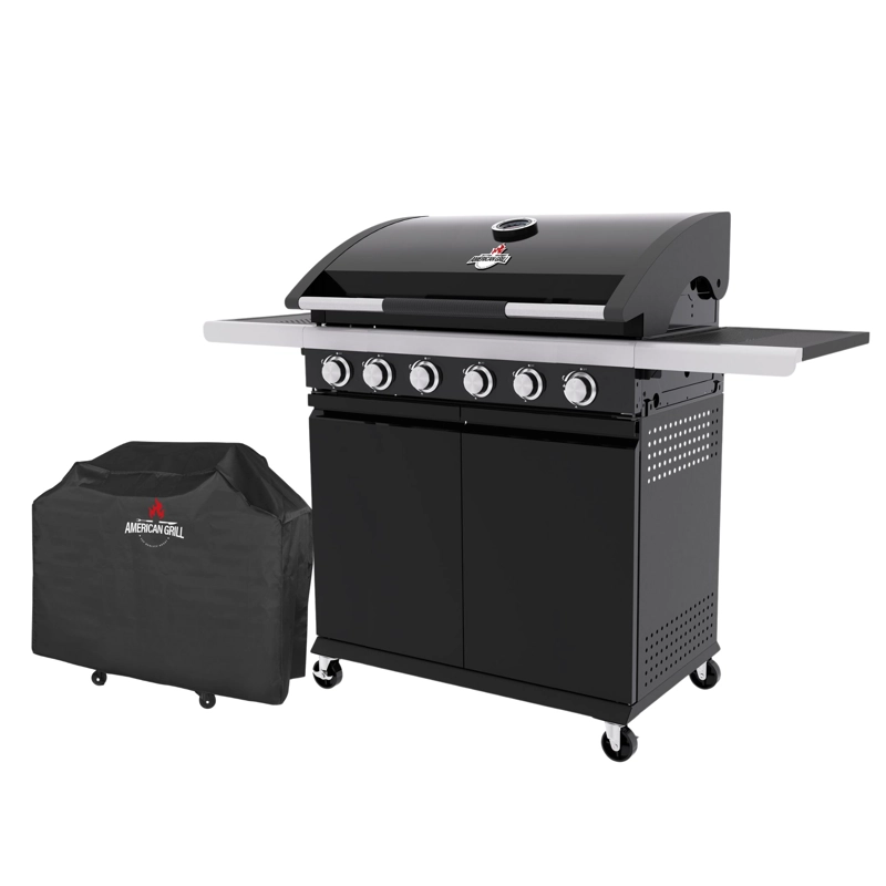 SET PARRILLA A GAS 6 QUEMADORES TEXAS BLACK + FUNDA XL - 1