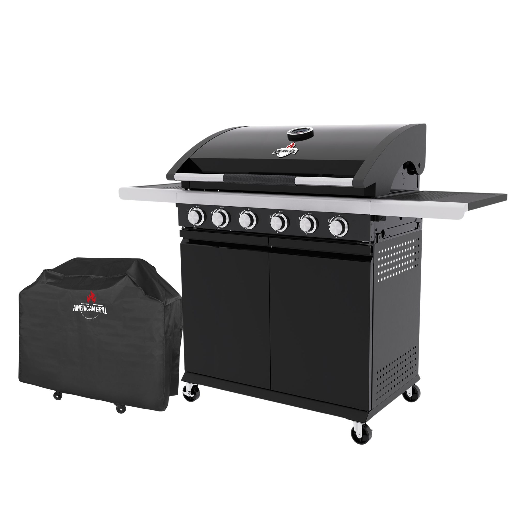 SET PARRILLA A GAS 6 QUEMADORES TEXAS BLACK + FUNDA - 1