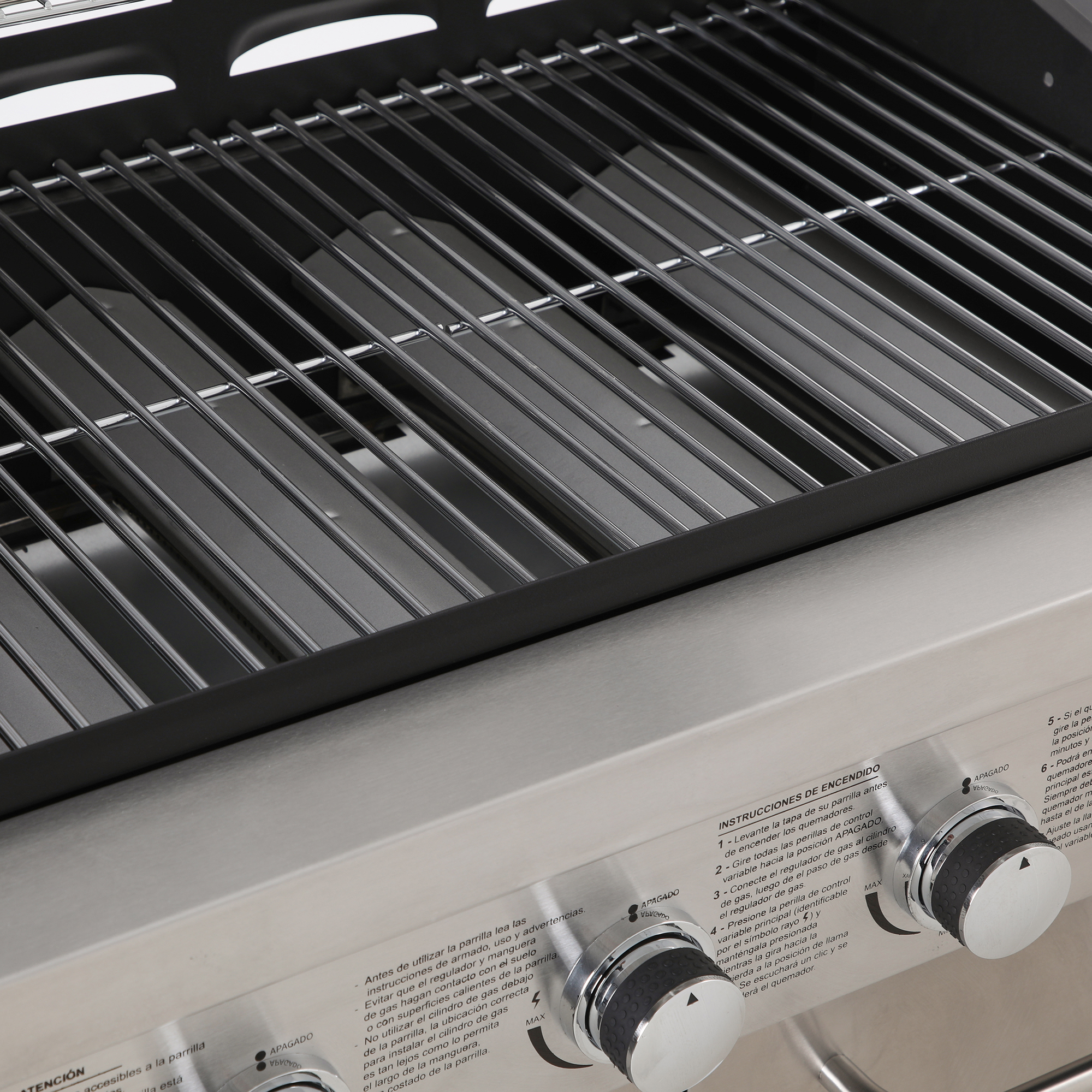 SET PARRILLA A GAS 4 QUEMADORES OREGON INOX + FUNDA - 9