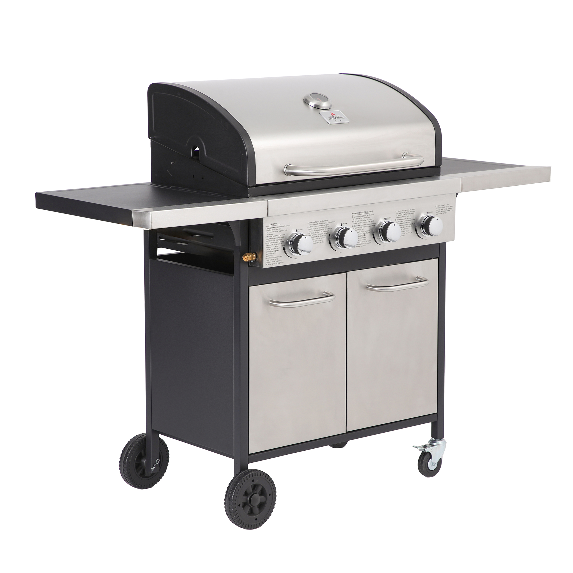 SET PARRILLA A GAS 4 QUEMADORES OREGON INOX + FUNDA - 10