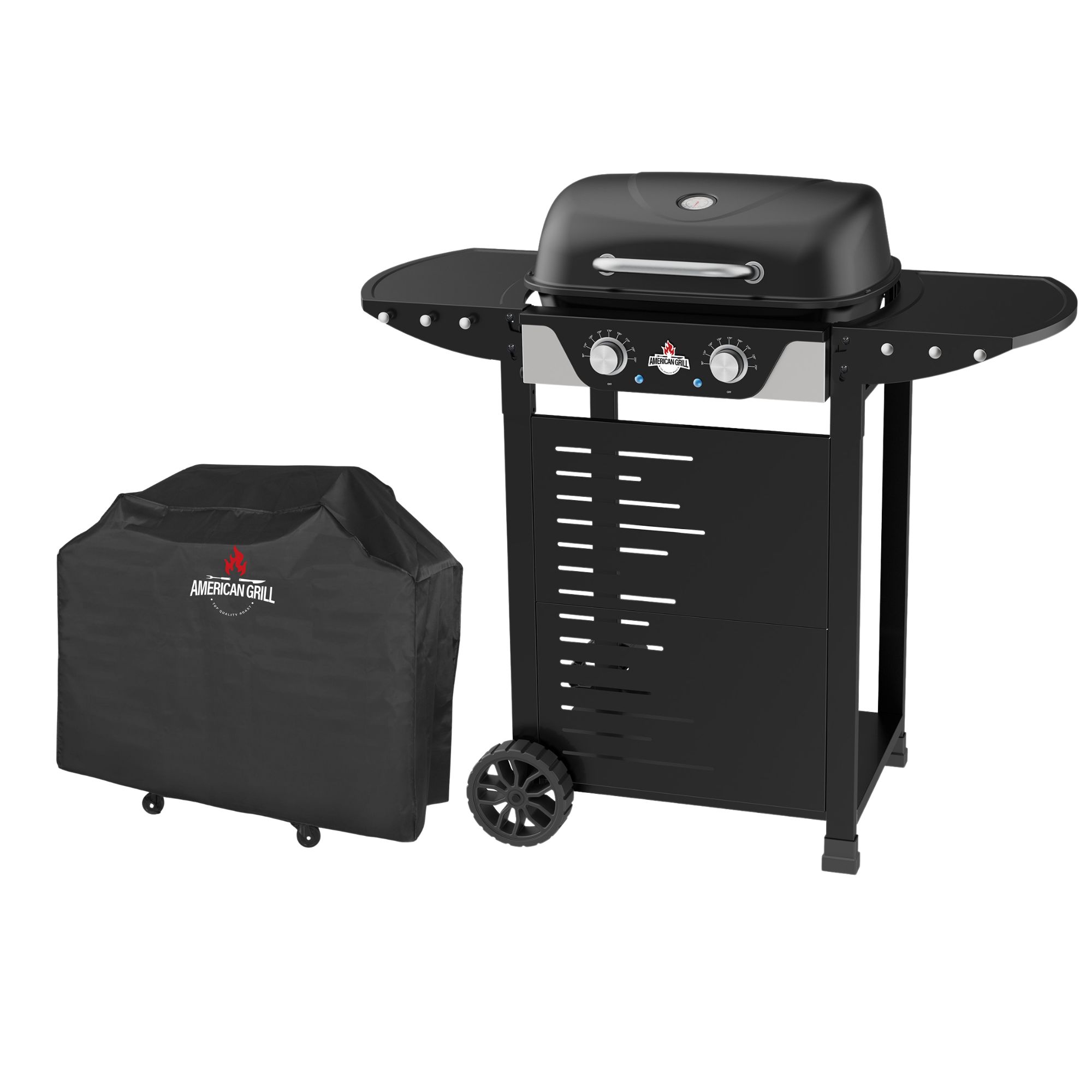 SET PARRILLA ELECTRICA 2 QUEMADORES MANHATTAN BLACK + FUNDA XS - 1
